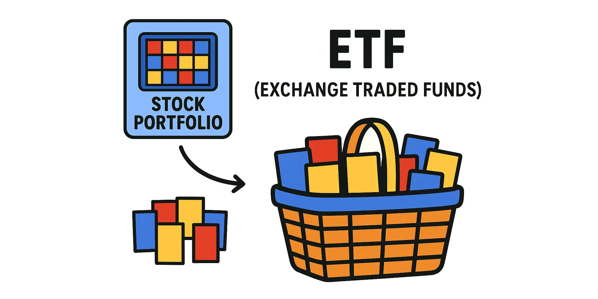 Your stock market portfolio can also be made up of ETFs, which are themselves a basket of stocks.